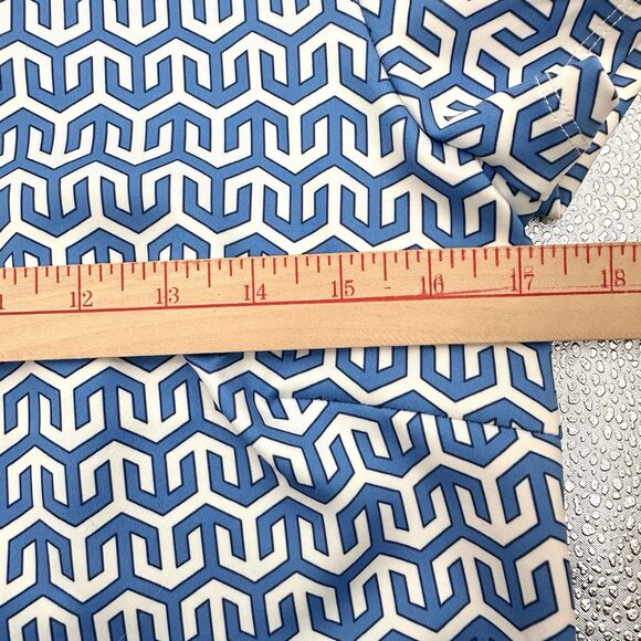 J.McLaughlin Montclair Polo Dress S Catalina Cloth Blue Geo Shift Zip Collar - Picture 8 of 12